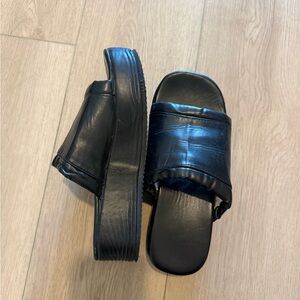 Black Leather Platform Sandals